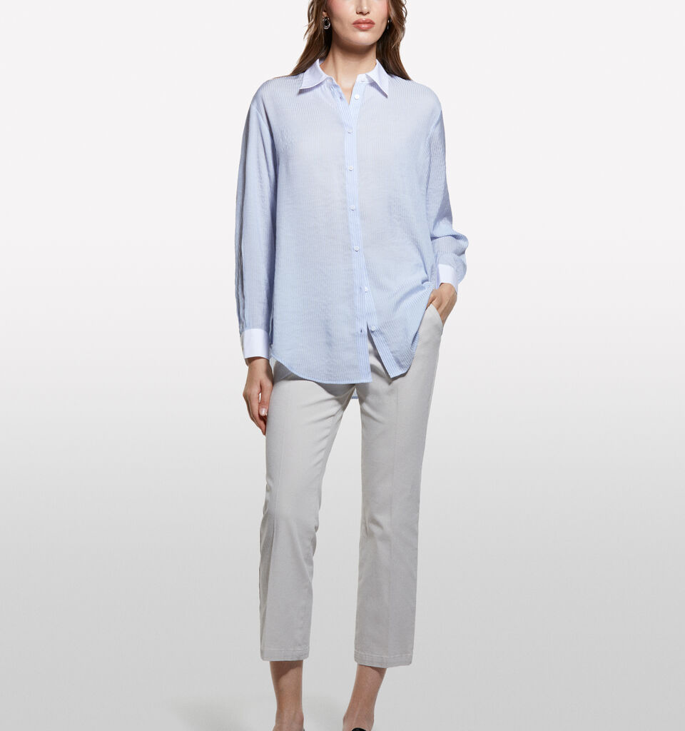 Light blue striped comfort fit shirt - women's shirts - Light Blue | Sisley image number 1